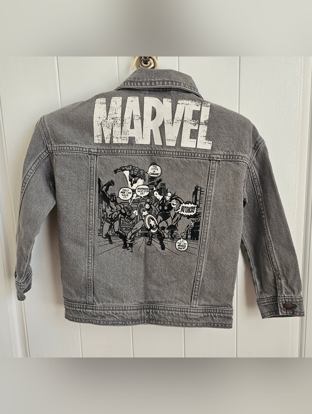 Marvel Super Heroes Boys Gray Button Up Denim, Jean Jacket